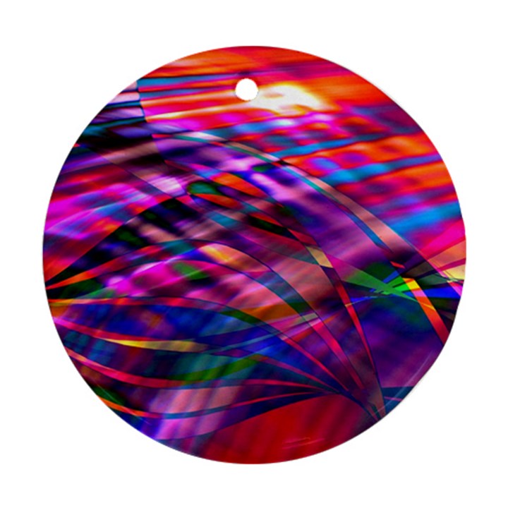 Wave Lines Pattern Abstract Round Ornament (Two Sides)