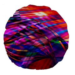 Wave Lines Pattern Abstract Large 18  Premium Flano Round Cushions by anzea