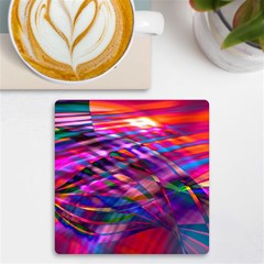 Wave Lines Pattern Abstract Uv Print Square Tile Coaster  by anzea