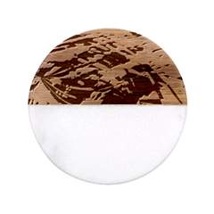 Wave Lines Pattern Abstract Classic Marble Wood Coaster (Round) 