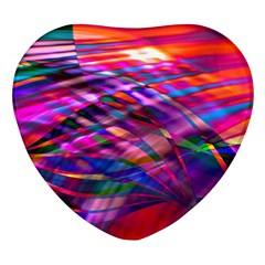 Wave Lines Pattern Abstract Heart Glass Fridge Magnet (4 pack)