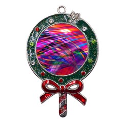 Wave Lines Pattern Abstract Metal X mas Lollipop With Crystal Ornament by anzea