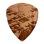 Wave Lines Pattern Abstract Guitar Shape Wood Guitar Pick Holder Case And Picks Set Pick