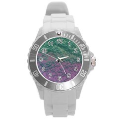 Colorful Duotone Abstract Print Round Plastic Sport Watch (l) by dflcprintsclothing