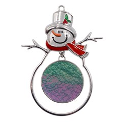 Colorful Duotone Abstract Print Metal Snowman Ornament by dflcprintsclothing