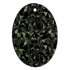 Hunting Motif Camouflage Pattern Print Bk Ornament (oval)