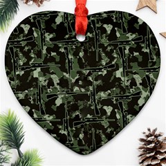 Hunting Motif Camouflage Pattern Print Bk Ornament (heart) by dflcprintsclothing