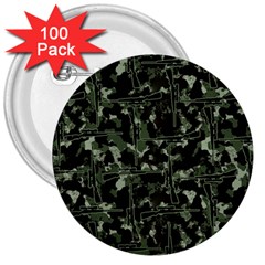 Hunting Motif Camouflage Pattern Print Bk 3  Buttons (100 Pack)  by dflcprintsclothing