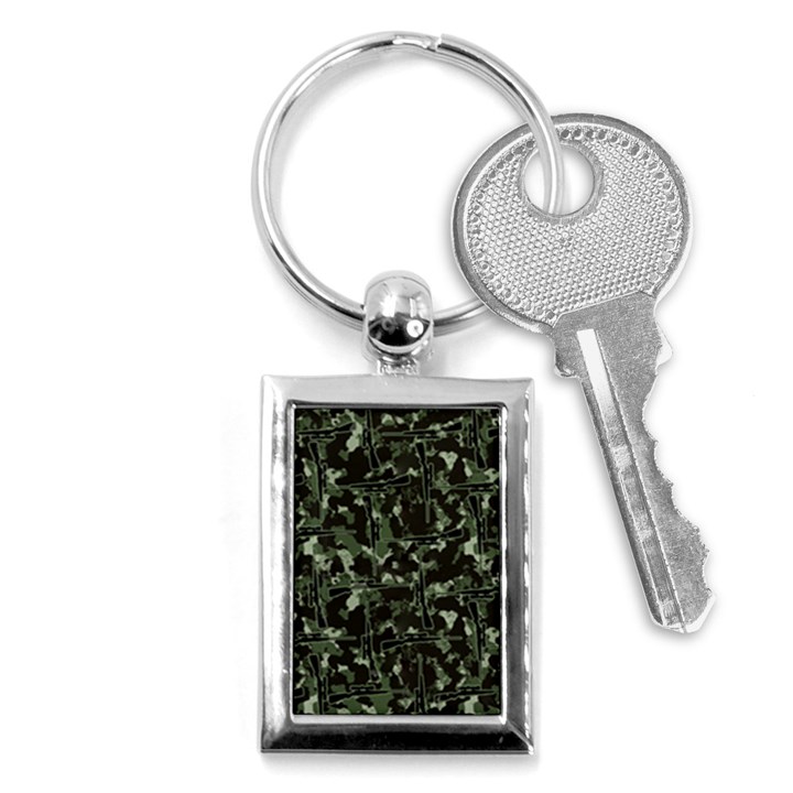 Hunting Motif Camouflage Pattern Print Bk Key Chain (Rectangle)