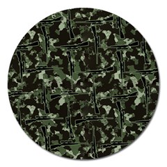 Hunting Motif Camouflage Pattern Print Bk Magnet 5  (round) by dflcprintsclothing