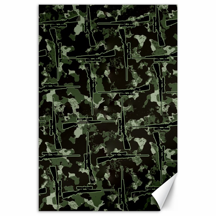 Hunting Motif Camouflage Pattern Print Bk Canvas 24  x 36 