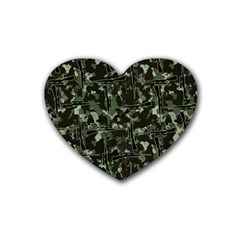 Hunting Motif Camouflage Pattern Print Bk Rubber Coaster (heart) by dflcprintsclothing