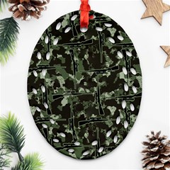 Hunting Motif Camouflage Pattern Print Bk Ornament (oval Filigree)