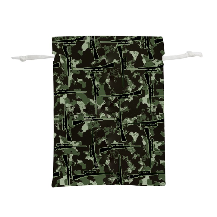 Hunting Motif Camouflage Pattern Print Bk Lightweight Drawstring Pouch (L)