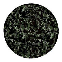 Hunting Motif Camouflage Pattern Print Bk Round Glass Fridge Magnet (4 Pack) by dflcprintsclothing