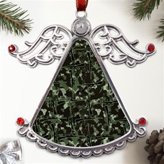 Hunting Motif Camouflage Pattern Print Bk Metal Angel With Crystal Ornament