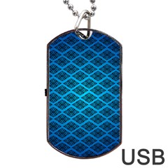 Pattern Texture Geometric Blue Dog Tag Usb Flash (one Side) by anzea