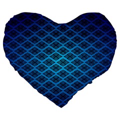 Pattern Texture Geometric Blue Large 19  Premium Heart Shape Cushions by anzea