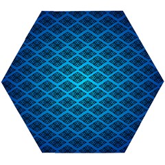 Pattern Texture Geometric Blue Wooden Puzzle Hexagon