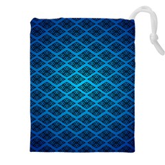 Pattern Texture Geometric Blue Drawstring Pouch (4xl)