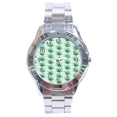 Aloe Plants Pattern Scrapbook Stainless Steel Analogue Watch