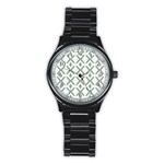 Texture Sign Deaign Stainless Steel Round Watch Front