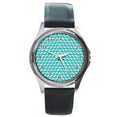 Background Pattern Colored Round Metal Watch by anzea