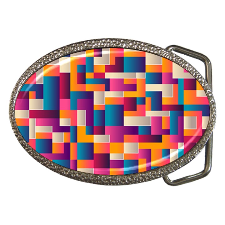 Abstract Geometry Blocks Belt Buckles