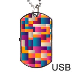 Abstract Geometry Blocks Dog Tag Usb Flash (one Side) by anzea