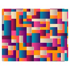 Abstract Geometry Blocks Premium Plush Fleece Blanket (medium)