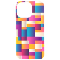 Abstract Geometry Blocks Iphone 15 Pro Max Black Uv Print Pc Hardshell Case by anzea