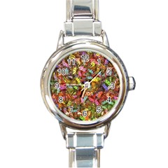 Echinopsis Terscheckii Cactus Motif Random Colored Pattern Round Italian Charm Watch