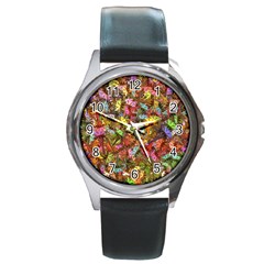 Echinopsis Terscheckii Cactus Motif Random Colored Pattern Round Metal Watch