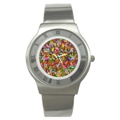 Echinopsis Terscheckii Cactus Motif Random Colored Pattern Stainless Steel Watch