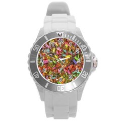 Echinopsis Terscheckii Cactus Motif Random Colored Pattern Round Plastic Sport Watch (L)