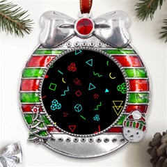 Amoled Metal X mas Ribbon With Red Crystal Round Ornament by kyorashop23