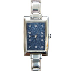 Blue Denim Fabric Rectangle Italian Charm Watch by kyorashop23