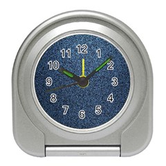 Blue Denim Fabric Travel Alarm Clock by kyorashop23