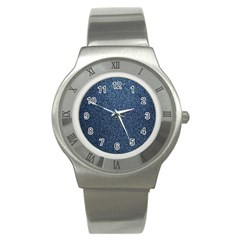 Blue Denim Fabric Stainless Steel Watch by kyorashop23