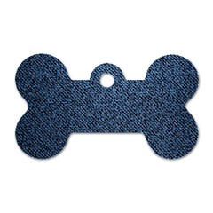 Blue Denim Fabric Dog Tag Bone (two Sides) by kyorashop23