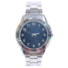 Blue Denim Fabric Stainless Steel Analogue Watch by kyorashop23