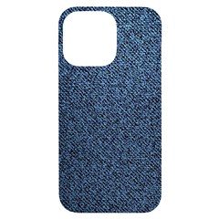 Blue Denim Fabric Iphone 14 Pro Max Black Uv Print Case by kyorashop23