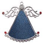 Blue Denim Fabric Metal Angel with Crystal Ornament Front