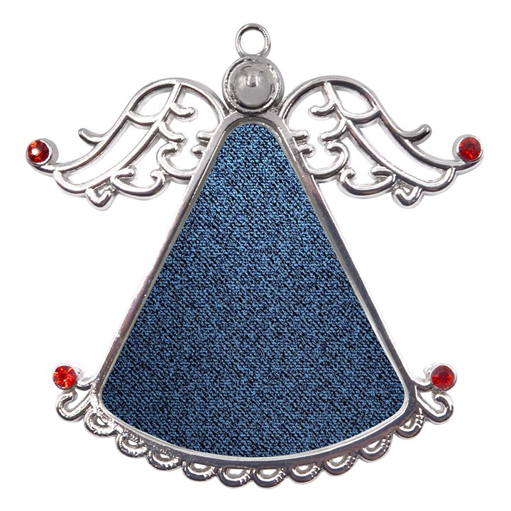 Blue Denim Fabric Metal Angel with Crystal Ornament