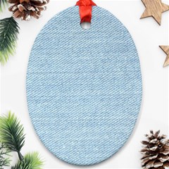 Blue Denim Texture, Macro Ornament (oval)