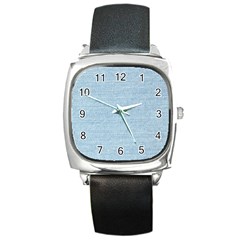 Blue Denim Texture, Macro Square Metal Watch by kyorashop23