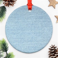 Blue Denim Texture, Macro Round Ornament (two Sides)