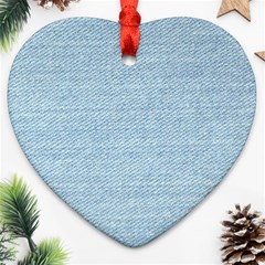 Blue Denim Texture, Macro Heart Ornament (two Sides) by kyorashop23