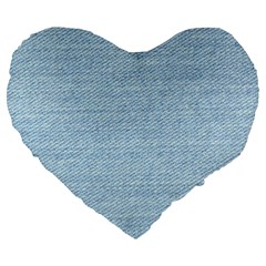 Blue Denim Texture, Macro Large 19  Premium Heart Shape Cushions by kyorashop23