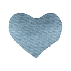 Blue Denim Texture, Macro Standard 16  Premium Flano Heart Shape Cushions by kyorashop23